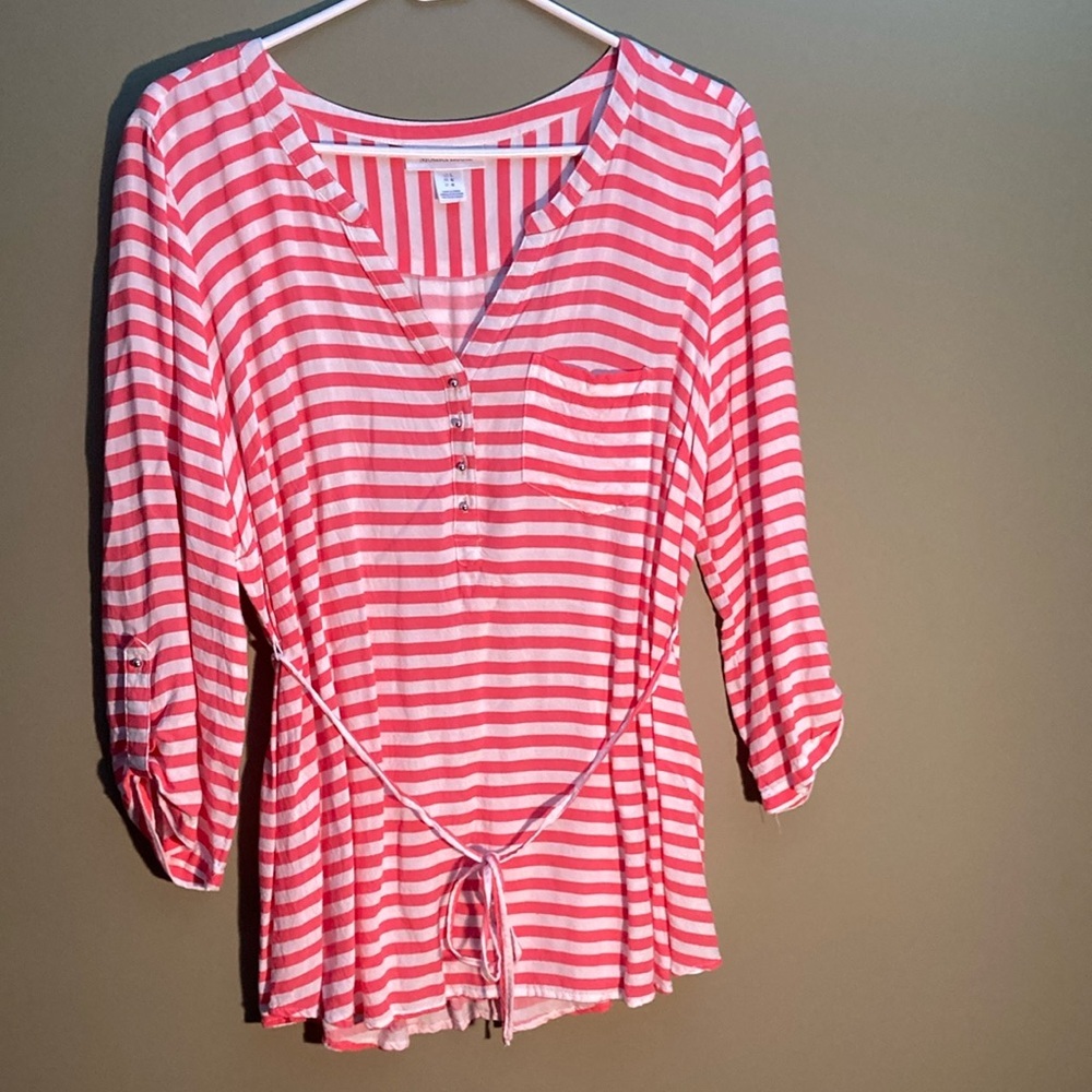 Motherhood Pink and White Maternity Blouse